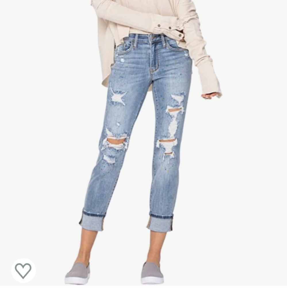 💙Judy Blue💗Multi Color💚Paint Splash💛Destroyed Boyfriend Jean!💙
